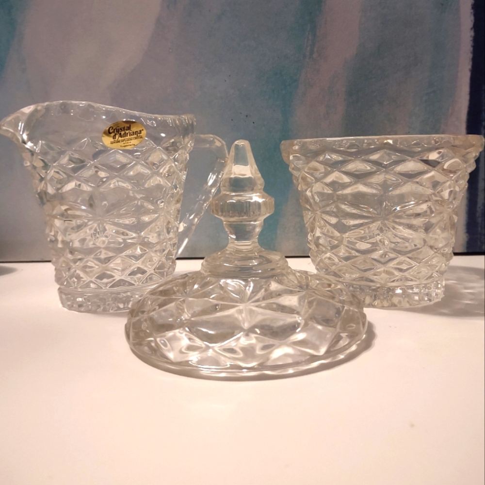 VINTAGE ShamrocK 24% lead crystal creamer and sugar set